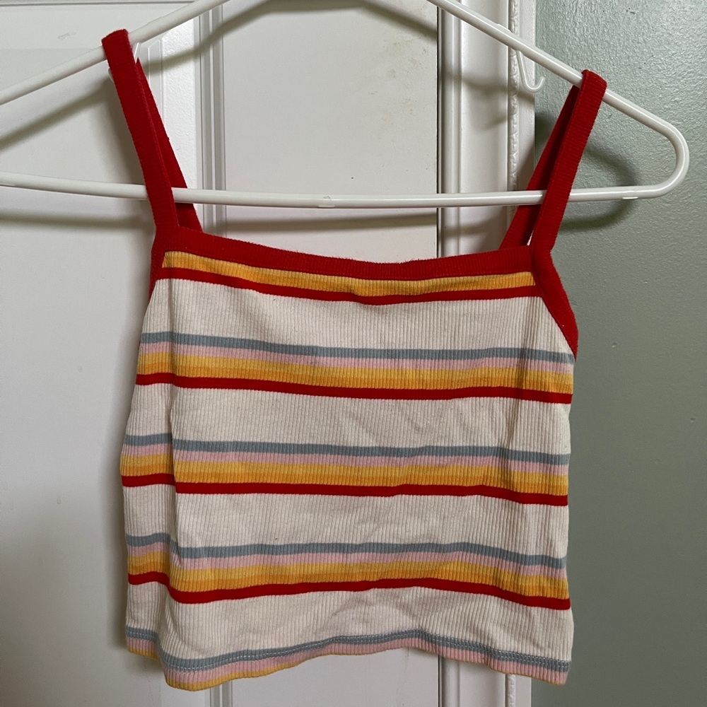 xs pacsun multicolor striped cropped tank top